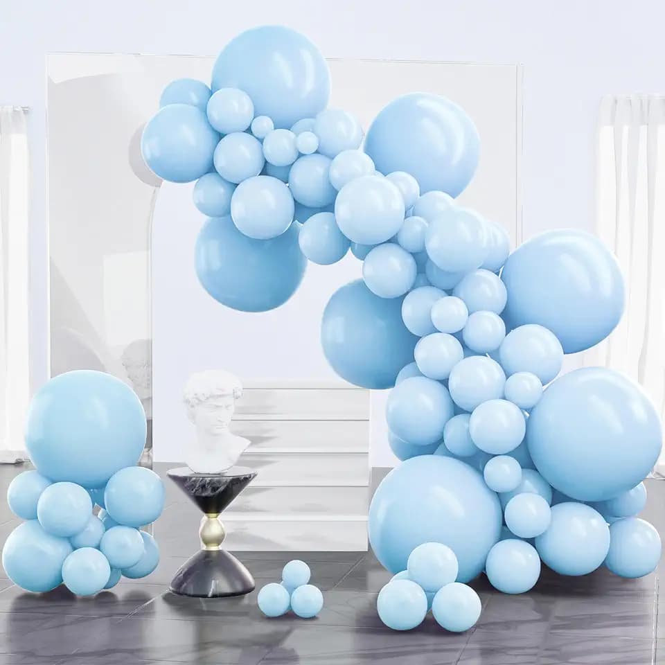 PartyWoo Baby Blue Balloons 100pcs Light Pastel Sky Aqua Blue Color
