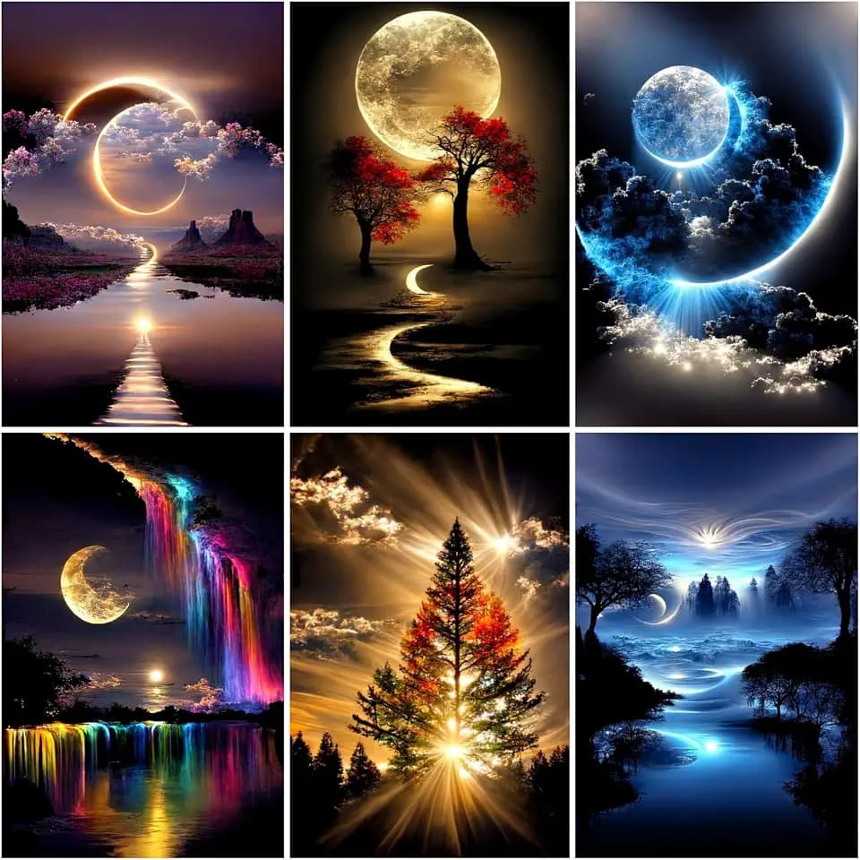 6 Pack Diamond Art Kits for Adults,Landscape 5D Diamond Painting Sets