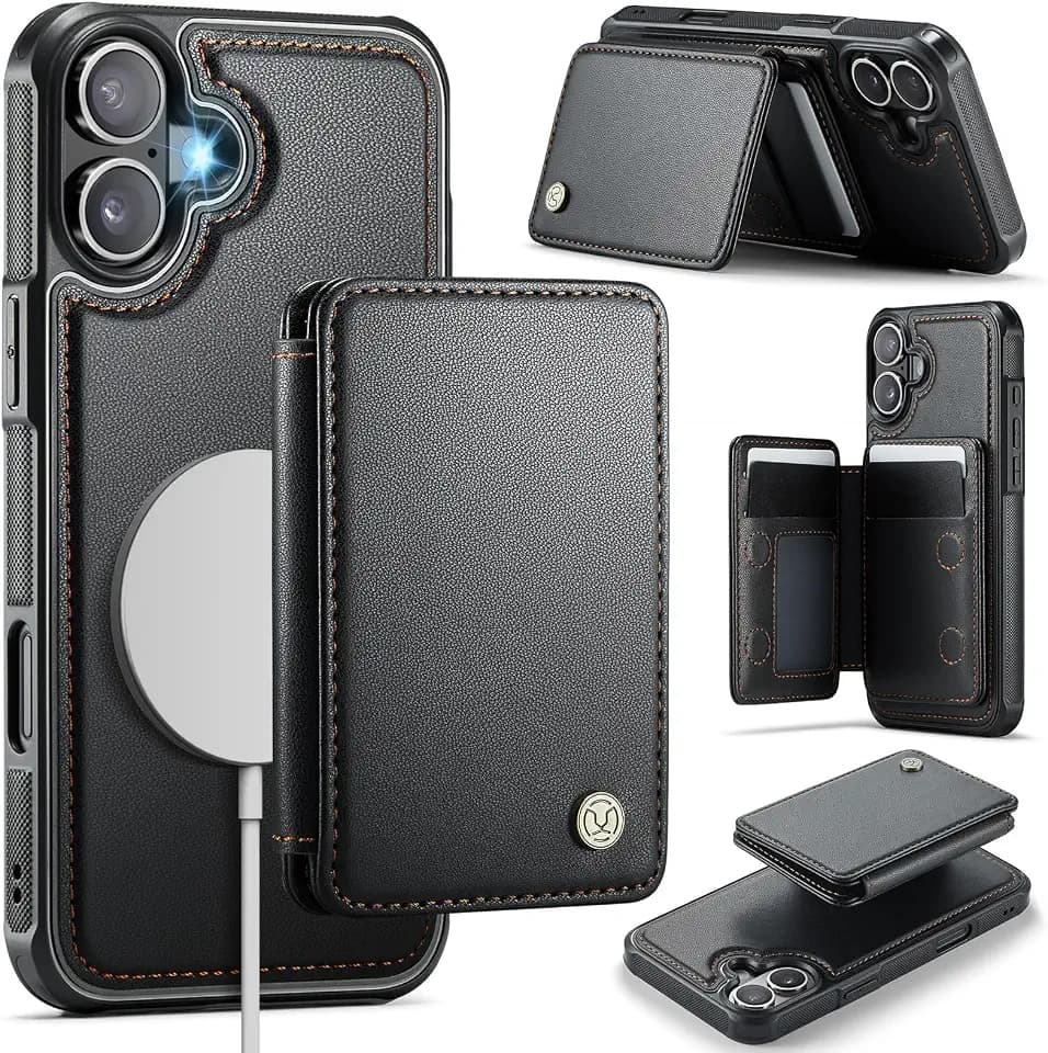 Compatible with Magsafe for iPhone 16 Wallet Case, Black