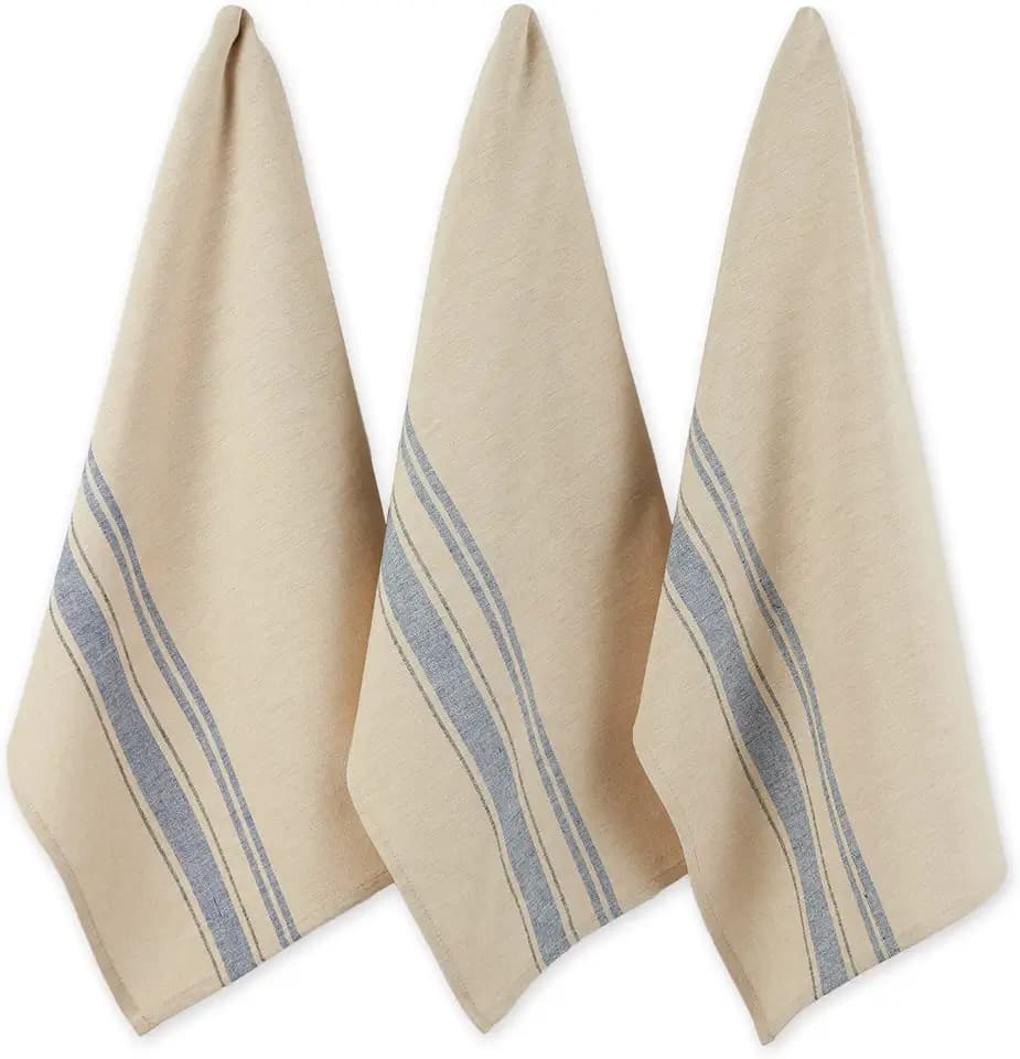 DII French Stripe Dishtowels, Kitchen Collection, 20 x 30 (Set of 3), Nautical Blue