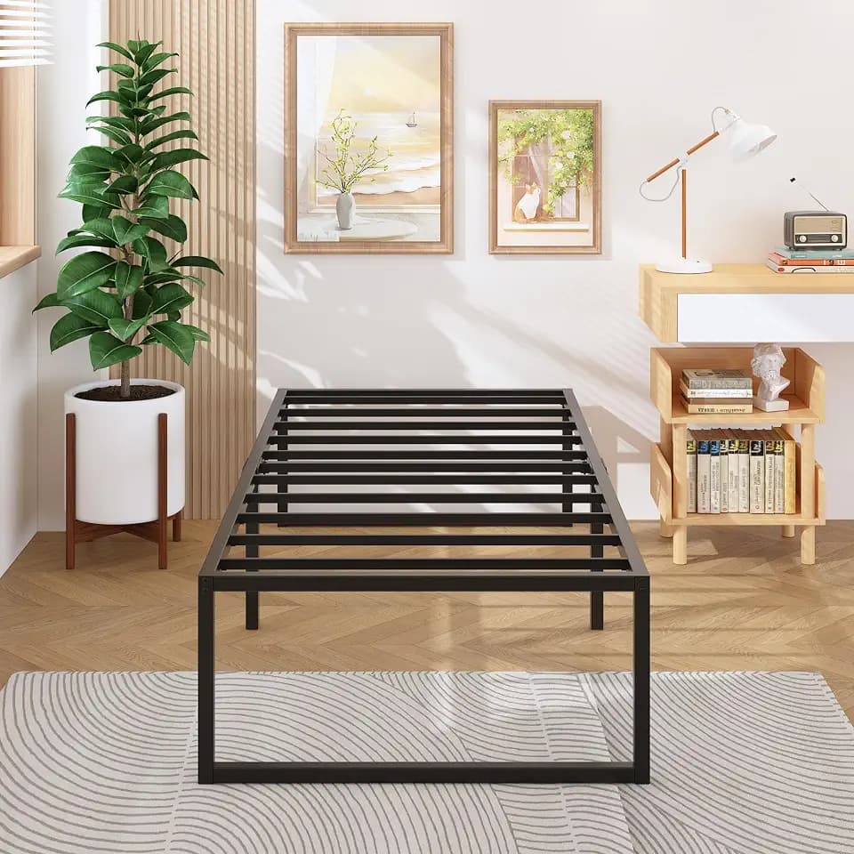 Lutown-Teen 18 Inch Twin Bed Frames with Heavy Duty Steel Slat Support