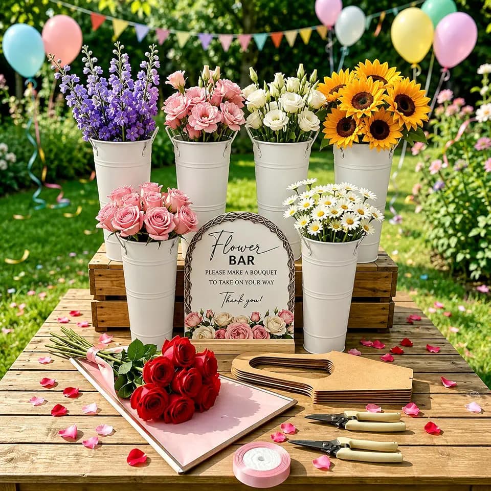 100PCS Flower Bar Buckets Set Kit, Bloom Bar Supplies