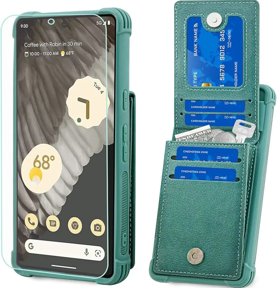 VANAVAGY Wallet Case for Google Pixel 7 Pro 6.7 inch, Forest Green