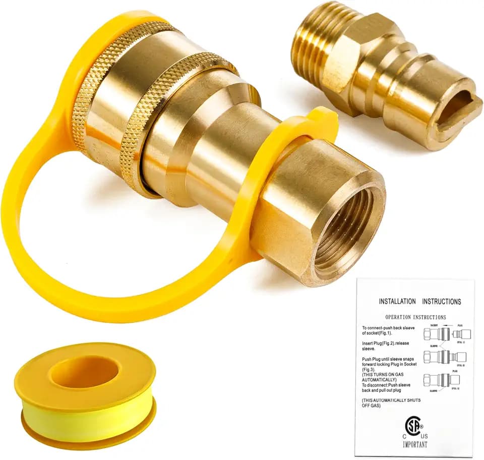 BlueStars [100% Solid Brass] 1/2 inch Gas Quick Connect Kit