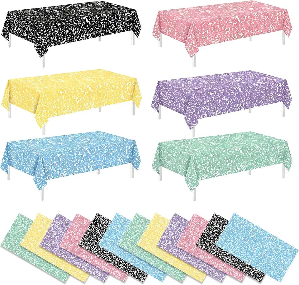 Gueevin 12 Pcs Back to School Party Tablecloths 54 x 108 Inch