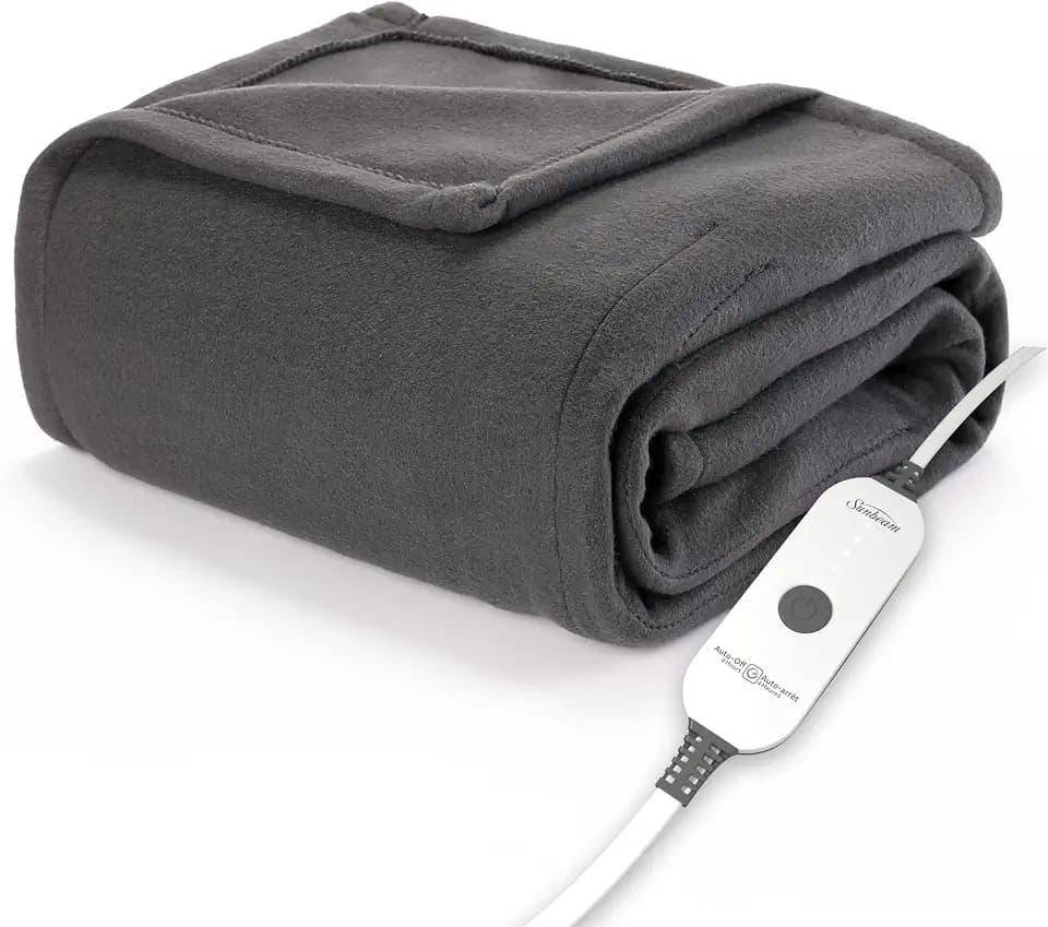 Sunbeam Royal Ultra Fleece Heated Throw Electric Blanket, 50" x 60", 4 Heat Settings, 4-Hour Auto Shut-Off, Warming Throw for Couch or Bed, Fast Heating, Machine Washable, Warm and Cozy, Night Fog