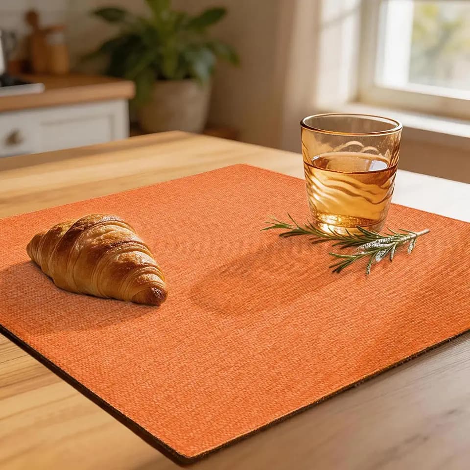 Tischsets aus Stoff, 4 Stück, Leinentyp, Stoff, maschinenwaschbar, hitzebeständig, Platzsets, knitterfrei, Dickes Polyester, Küchen-Tischsets für Esstisch (Orange)