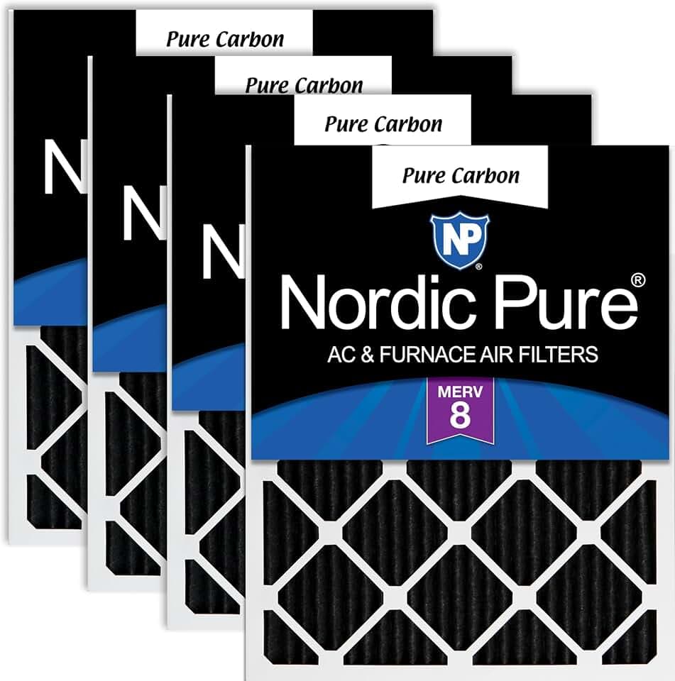 Nordic Pure 12x24x1 Pleated MERV 8 Pure Carbon Air Filters 4 Pack