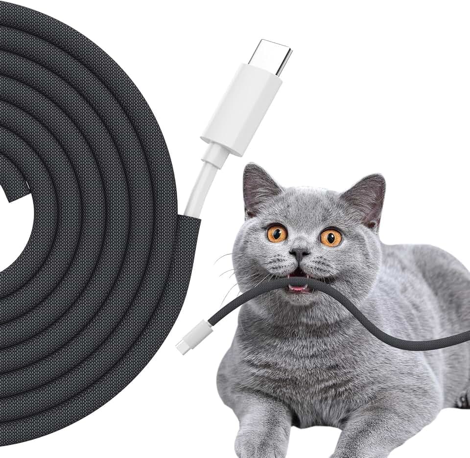 Cord Protectors from Pets No Chew, 10ft Wire Protector Cord Covers for Pets, Flexible Cable Sleeve Cord Management for TV/Computer/Electric Wires/Phone Charging Cables (Black, 1/4")