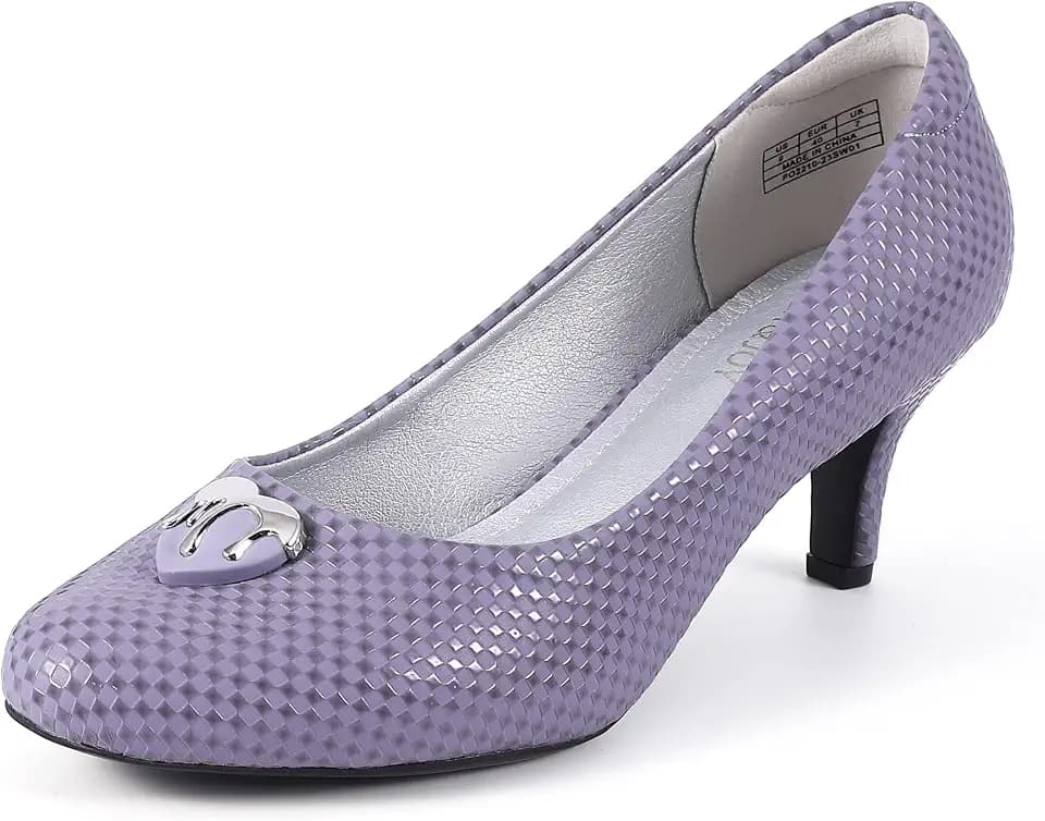Black Nude Purple Pumps for Women, Comfortable Low Heel Women Pumps Closed Round Toe Dress Shoes for Work Office Wedding Party Prom, 2 Inch