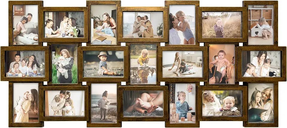 HELLO LAURA Collage Picture Frames 21 Opening Photo Collage Frame for Wall 4x6 Picture Frame Display Multiple Photos Family Picture Frames Collage Wall Decor for Home - Gold