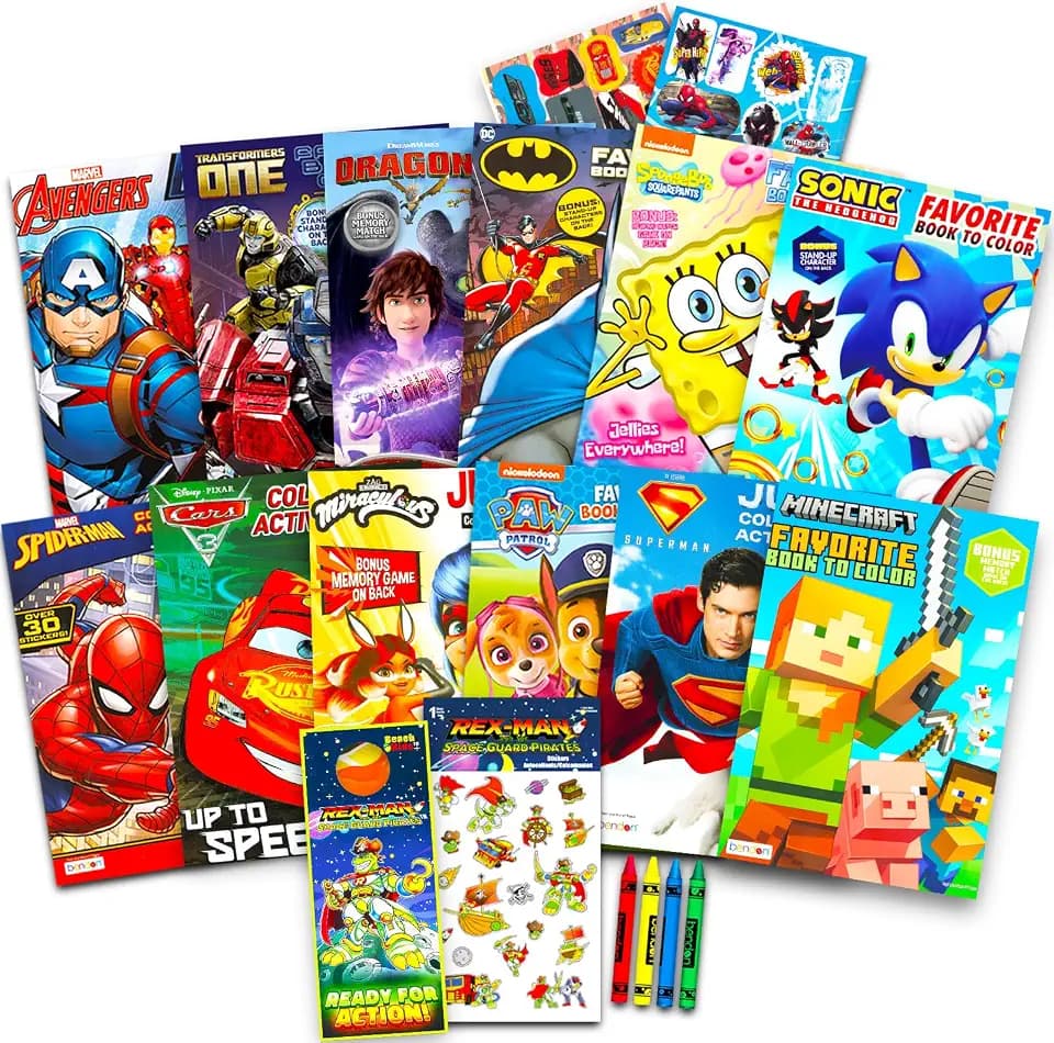 12 Bulk Superhero Coloring Books for Boys Ages 4-8 Bundle