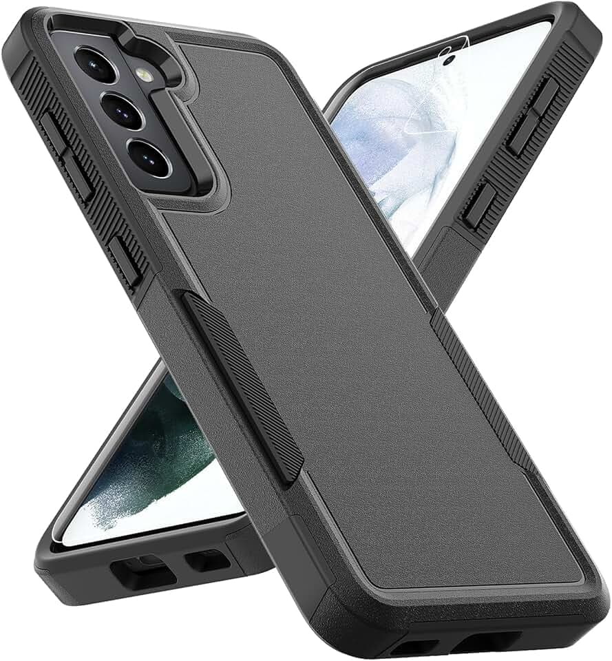 for Samsung Galaxy S21 Case: Dual Layer Protective Heavy Duty Cell Phone Cover Shockproof Rugged with Screen Protector - Military Protection Bumper Tough - Samsung Galaxy S21 5G 2021, 6.2 inch, Black