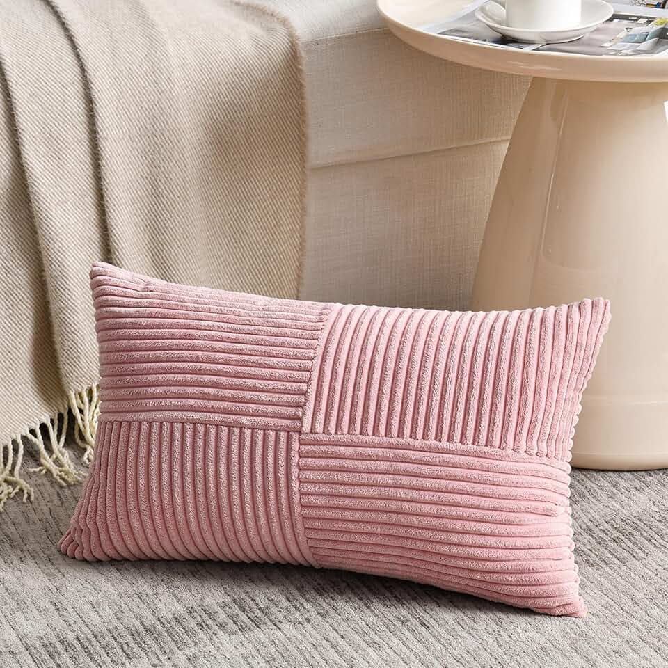 1 Stück Altrosa Kissenbezug 40x65 cm Weich Kordsamt Kissenbezüge Kissenhülle Dekokissenbezug Sofakissen Dekokissen Boho Deko für Sofa Schlafzimmer Wohnzimmer Balkon (Ohne Kissenfüllung)