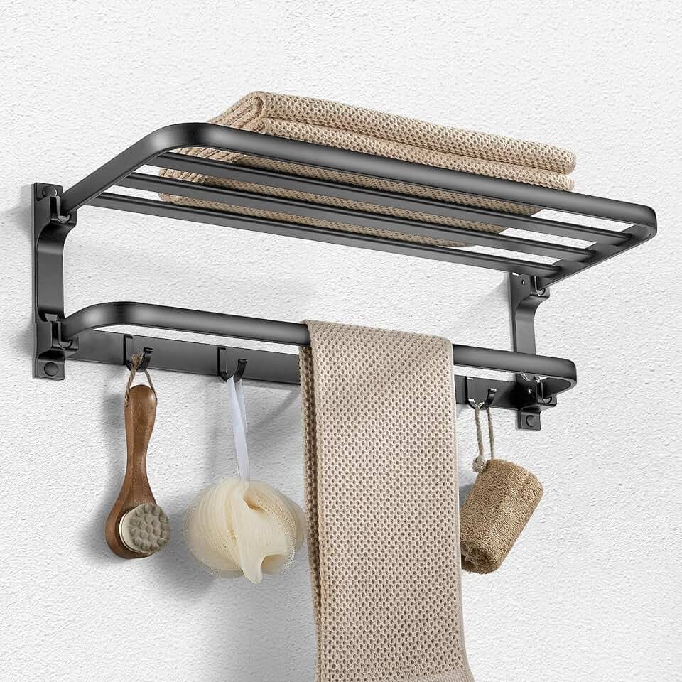 Handtuchhalter Grau, Handtuchhalter Bad aus Aluminium, Wandmontage, 58CM
