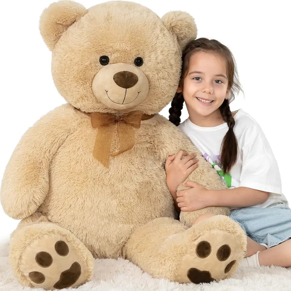 Tezituor 39 Inch Light Brown Giant Teddy Bear Plush with Footprints