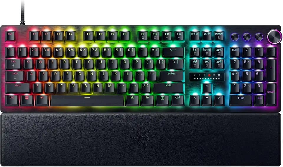 Razer Huntsman V3 Pro - Analoge optische E-Sport Gaming-Tastatur ohne Ziffernblock - Snap Tap & Rapid Trigger (Drehregler & Steuerungstasten, Doubleshot-PBT-Tastenkappen) QWERTY US-Layout | Schwarz