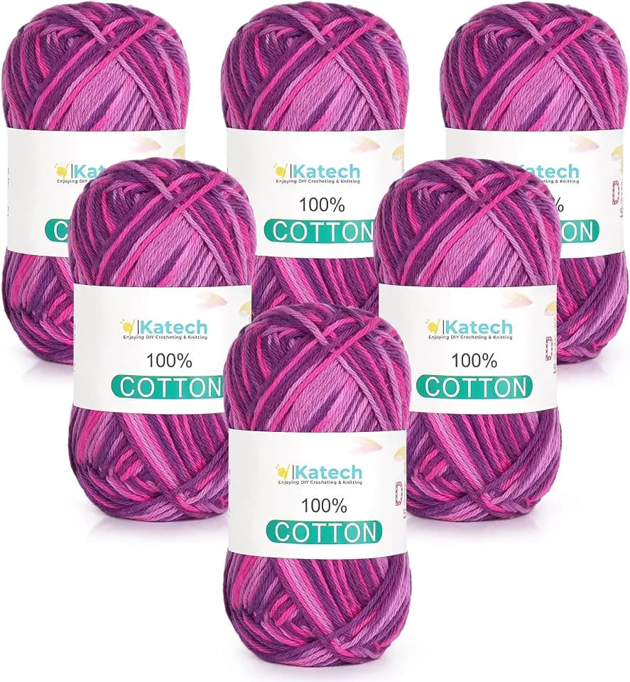Katech 1OO% Cotton Yarn for Crocheting-Baby Cotton Yarn (Berry Sunset