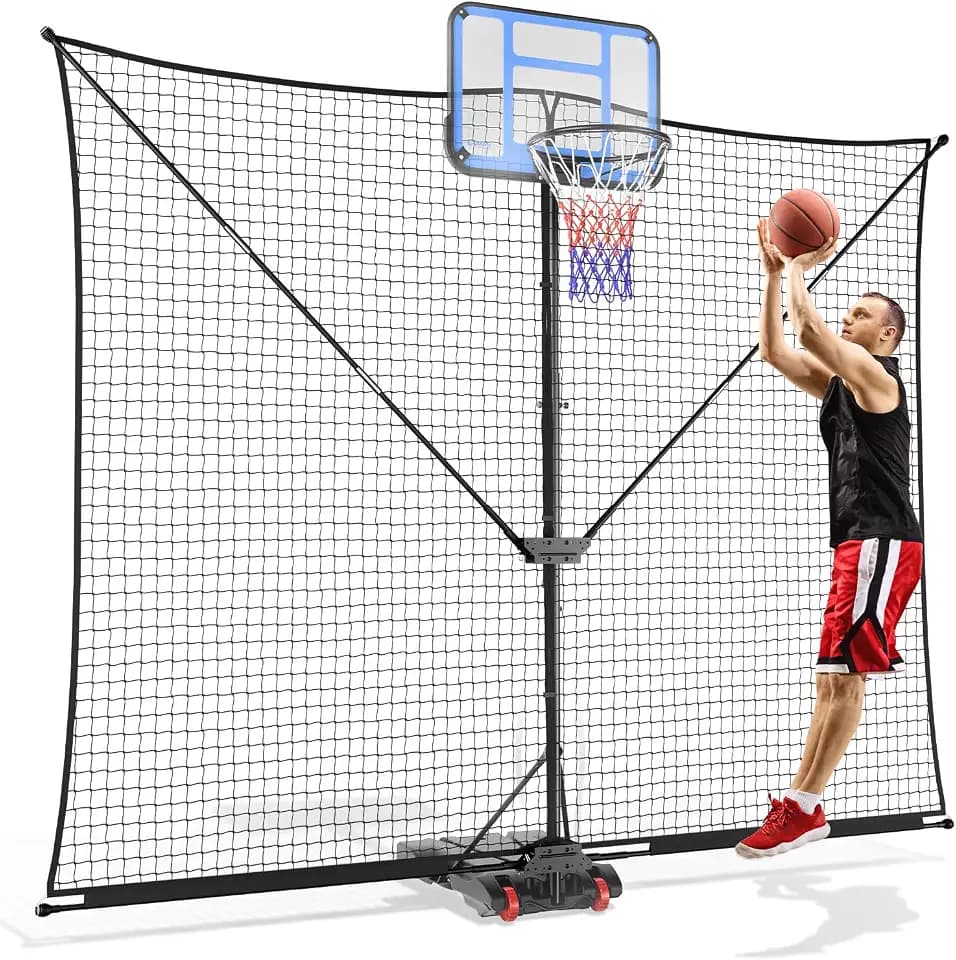 SPOYNAL 10x8FT Basketball Return Backstop Net, Hoop Rebounder