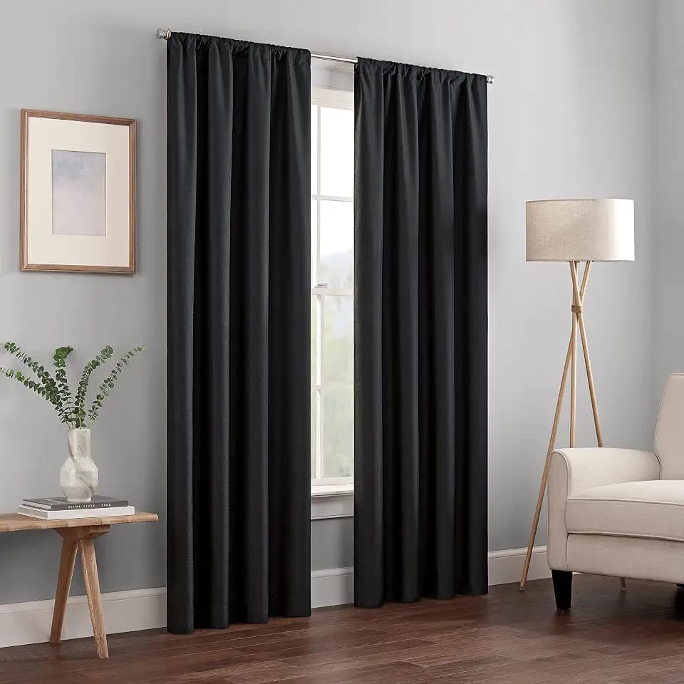 Eclipse Kendall Blackout Rod Pocket Curtain, 42x63, Black