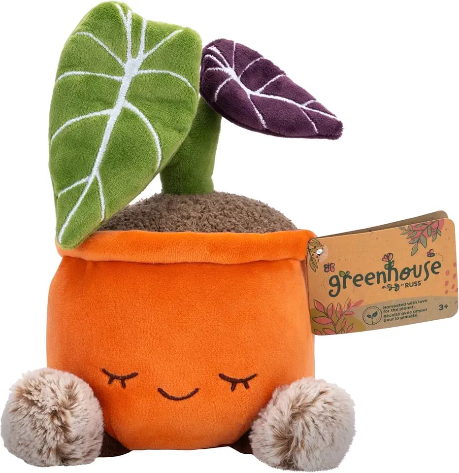 Russ Greenhouse 12-Inch Black Velvet Alocasia Plant Plush - Ultrasoft Official Jazwares Plush - Ages 3+