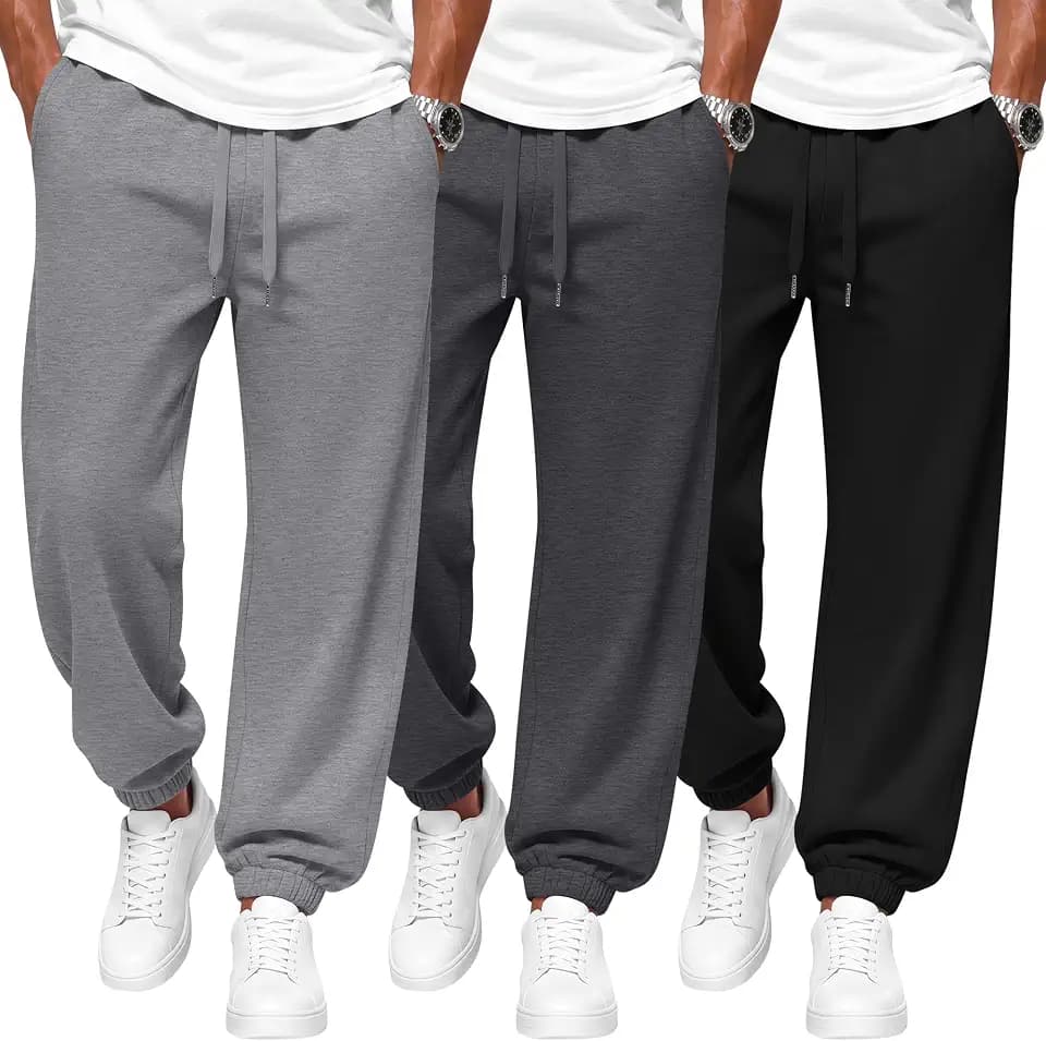 3 Pack Men's Big and Tall Sweatpants Jogger Pants