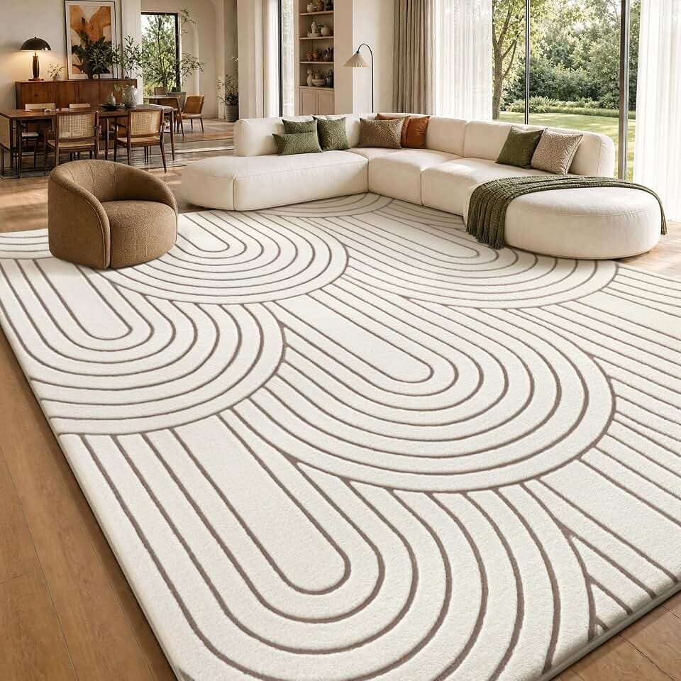 Sour Lemon Teppich Wohnzimmer 160x230cm, Creme Waschbarer Wohnzimmerteppich