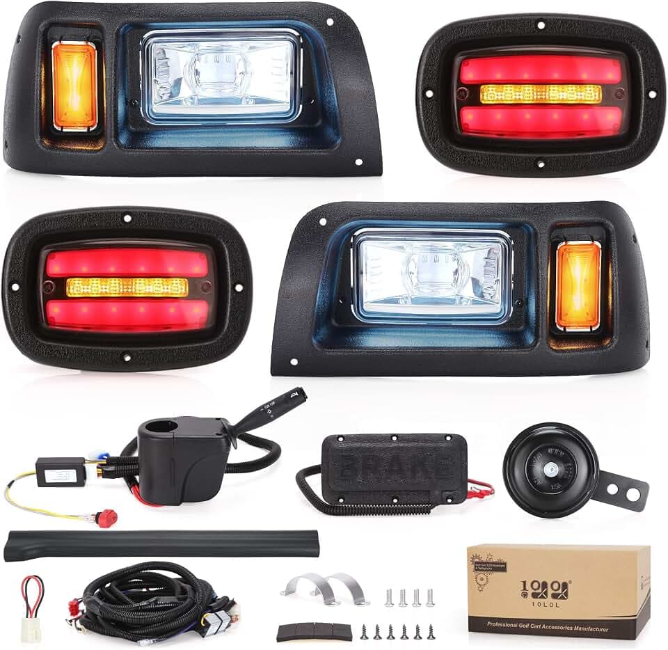 10L0L Golf Cart Light Kit(12V/36V/48V) for Club Car DS with Daytime Running Light Low-beam/High-beam With Turn Signals and Brake Lights