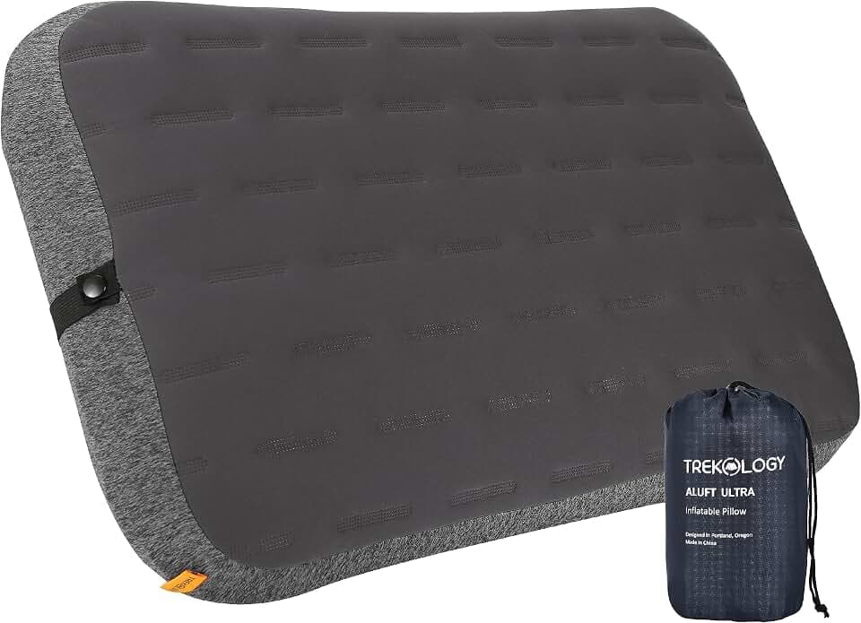 TREKOLOGY Großes aufblasbares Kissen - ALUFT Ultra Camping Kissen für Strand und Camping, aufblasbares Kopfkissen für Outdoor-Abenteuer (GRAU)
