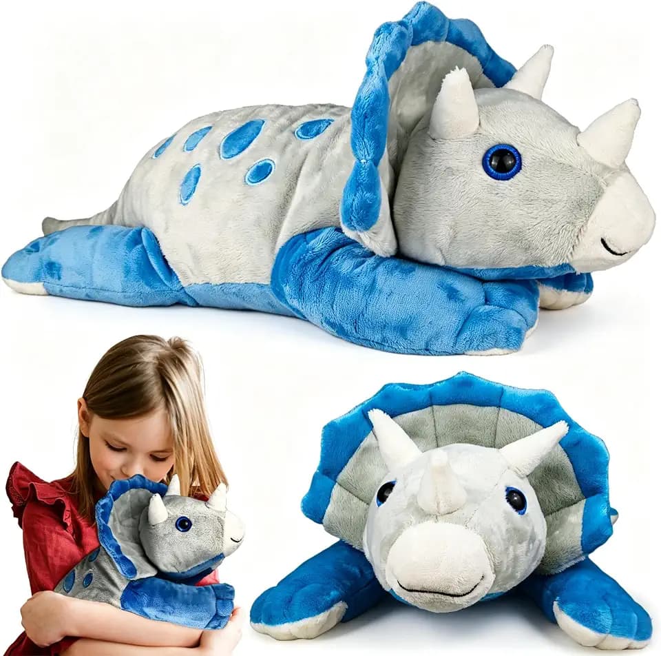 Weighted Dinosaur Plush, 23.5"/4.5 Pounds, Giant Blue Triceratops Plush, Autism Sensory Toys, Anti-Stress Weighted Stuffed Animals, Christmas Birthday Gifts for Boys Girls & Adults
