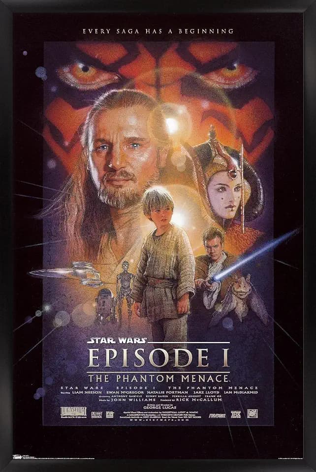 Trends International Star Wars: The Phantom Menace - One Sheet Wall Poster, 22.375" x 34", Black Framed Version