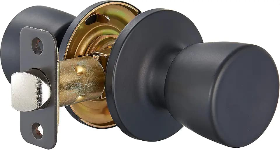 Amazon Basics Tulip Door Knob, Passage, Easy Installation, Matte Black