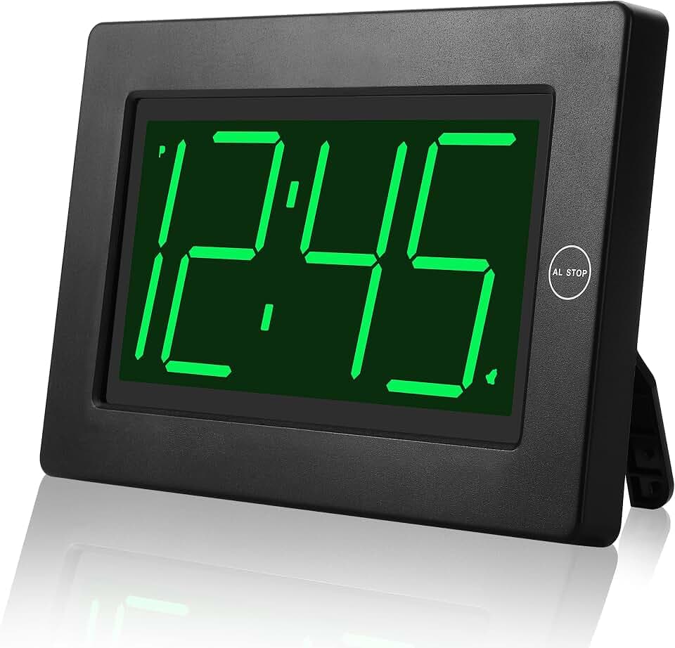 Alarm Clock,3" LED,3-level Brightness,Battery Operated,Wall-mount/Table-top