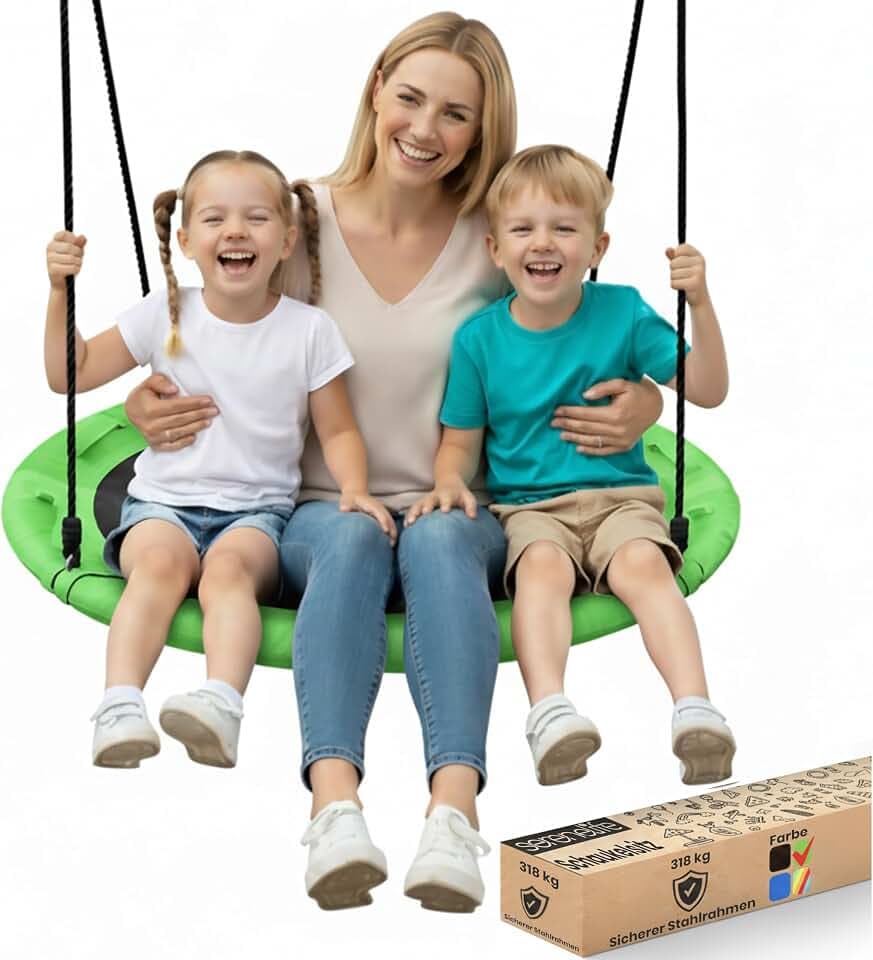 SereneLife Nestschaukel Indoor Outdoor, 100 cm Kinder Schaukel, bis 270 kg belastbar, Baumschaukel für Garten, Kinder & Erwachsene, Grün