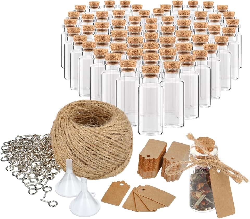 com-four® 60x Kleine Glasfläschchen 10 ml mit Korken