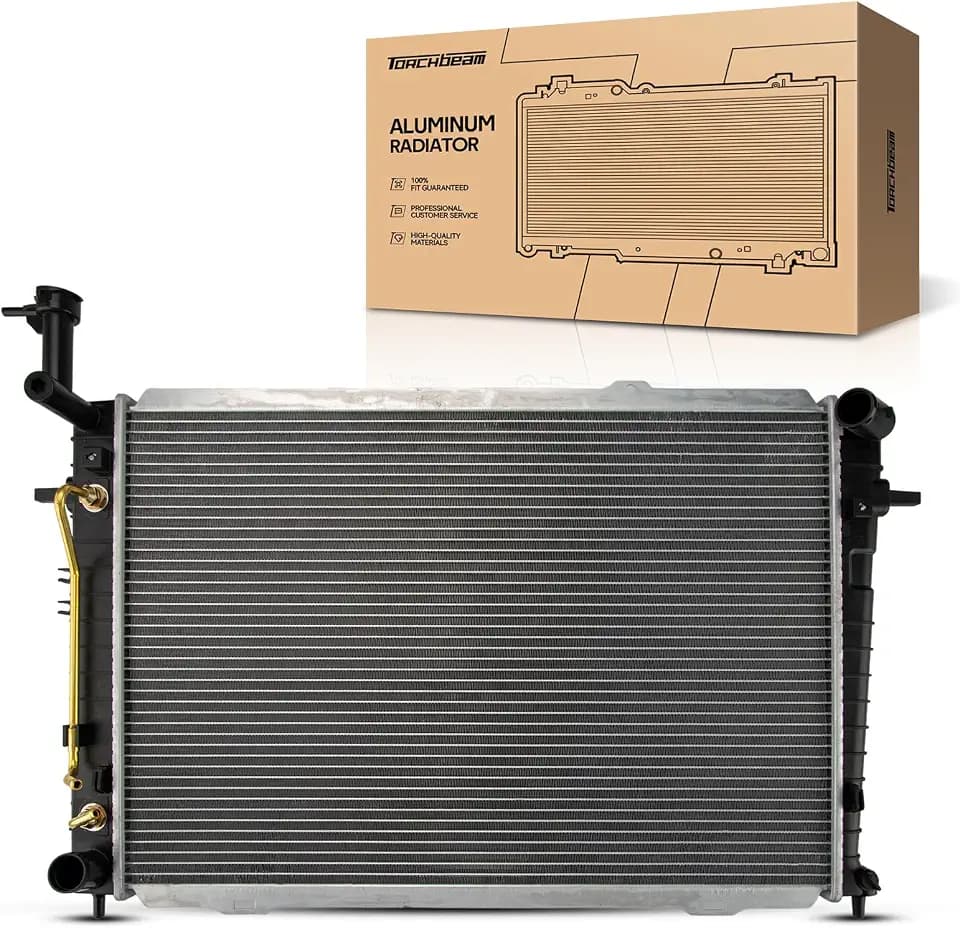 Torchbeam Car Aluminum Core Radiators Compatible with 2007-2010 Sportag 2.0L(From Oct/31/2006) 2006-2007 Tucson 2.0L FWD 2008-2009 Tucson 2.0L (w/DCC Code) Transmission Oil Cooler Included