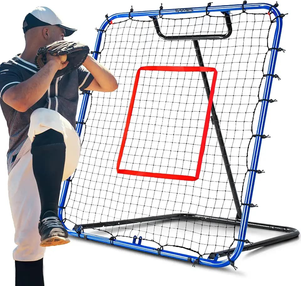 SPOYNAL Baseball Rebounder Net, 4 x 4.5 FT, 5-Angle Bounce Back Net