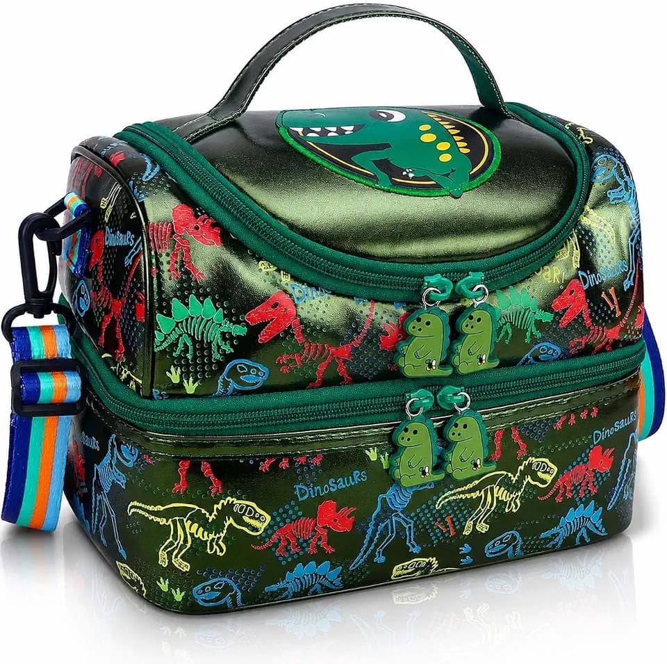 RHCPFOVR Kids Lunch Bag - Double Decker Cooler Insulated Lunch Box for Boys Girls,Washable Lunch Bag and Reusable Toddler Lunchbox for School and Daycare