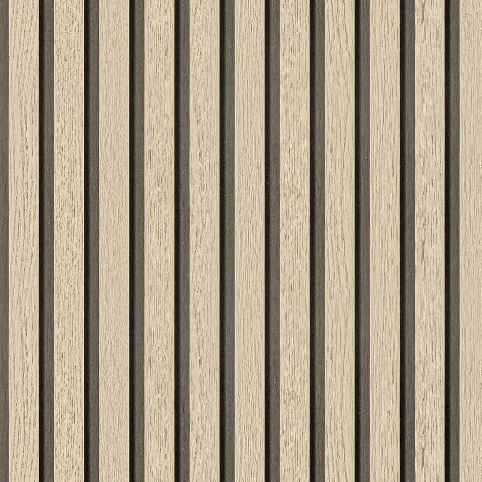 Arthome Wood Slat Wallpaper 17''x120'' Peel and Stick self Adhesive Wood Wallpaper PVC Vinyl Decorative Removable Wallpaper Waterproof Faux Wood Grating Stripe Contact Paper for Living Room (Oak)
