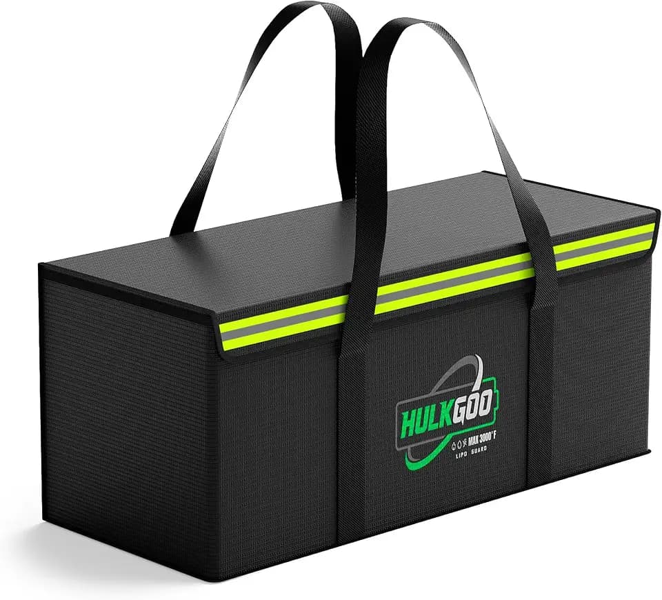 12V 200Ah LiFePO4 Lithium Battery Fireproof Safe Bag Large Capacity Explosion-Proof Container LiPO Guard Protective Case Waterproof Storage Box(22 * 9 * 9.4 inch)