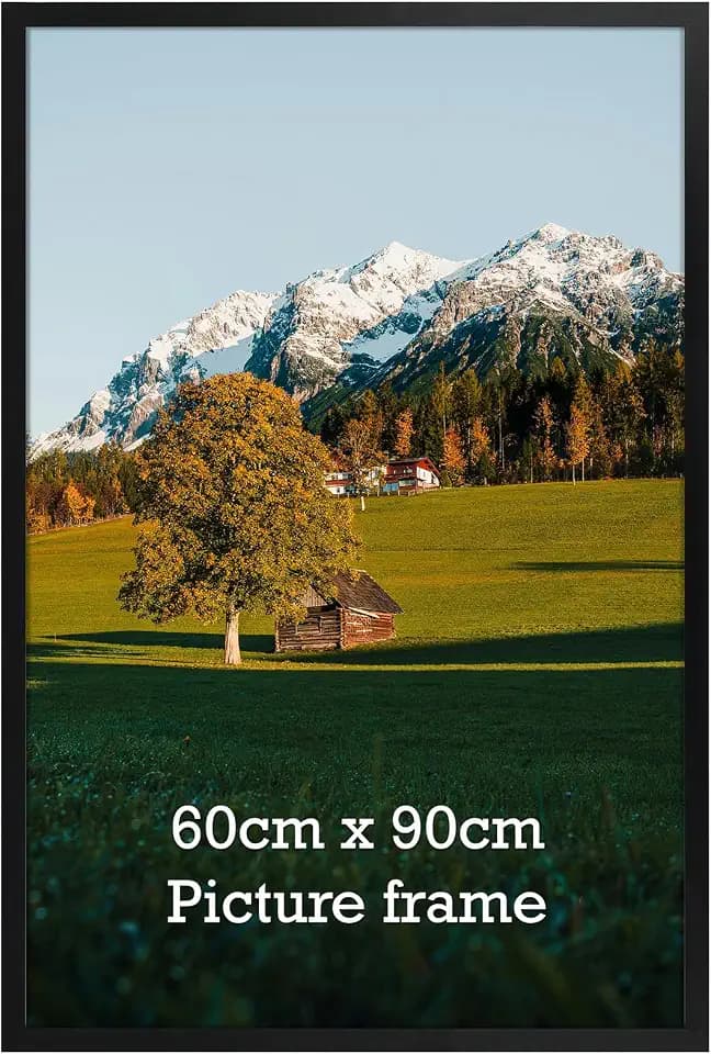 Bilderrahmen 60x90 cm 1 Stück schwarzer Fotorahmen, geeignet für 90x60 cm Fotos, Poster und Kunstwerke, passend zur Wandmontage in Hoch- und Querformat, geeignet für Zuhause und Büro