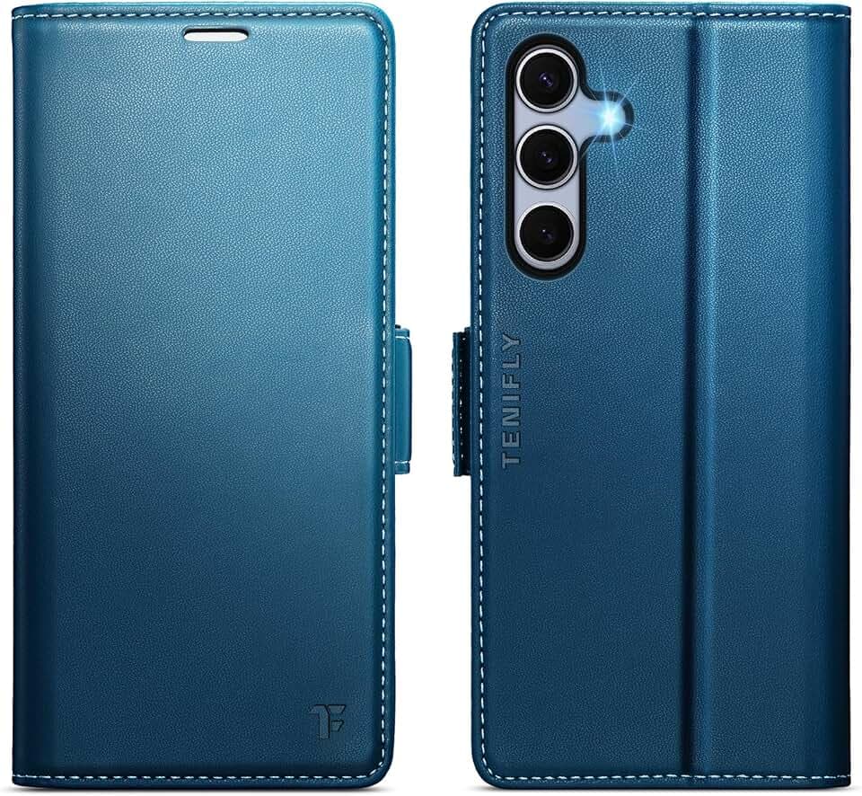 for Samsung Galaxy S24 Case Wallet with Card Holder Blue
