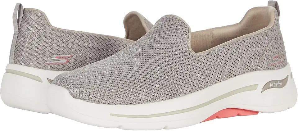 Skechers Women's Go Walk Arch Fit - Grateful, Taupe/Coral, 9.5