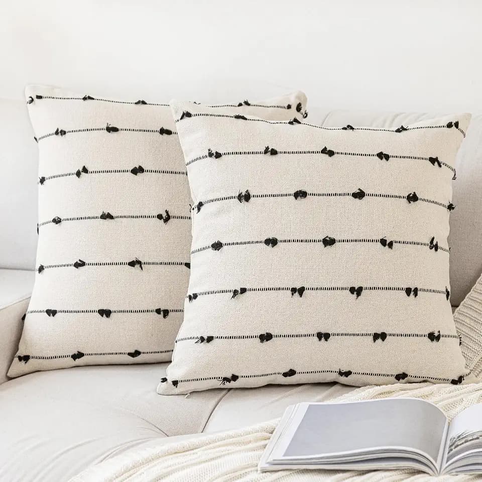 YEENAASY Boho Throw Pillow Covers 18x18 Set of 2 Farmhouse Pillow Cases