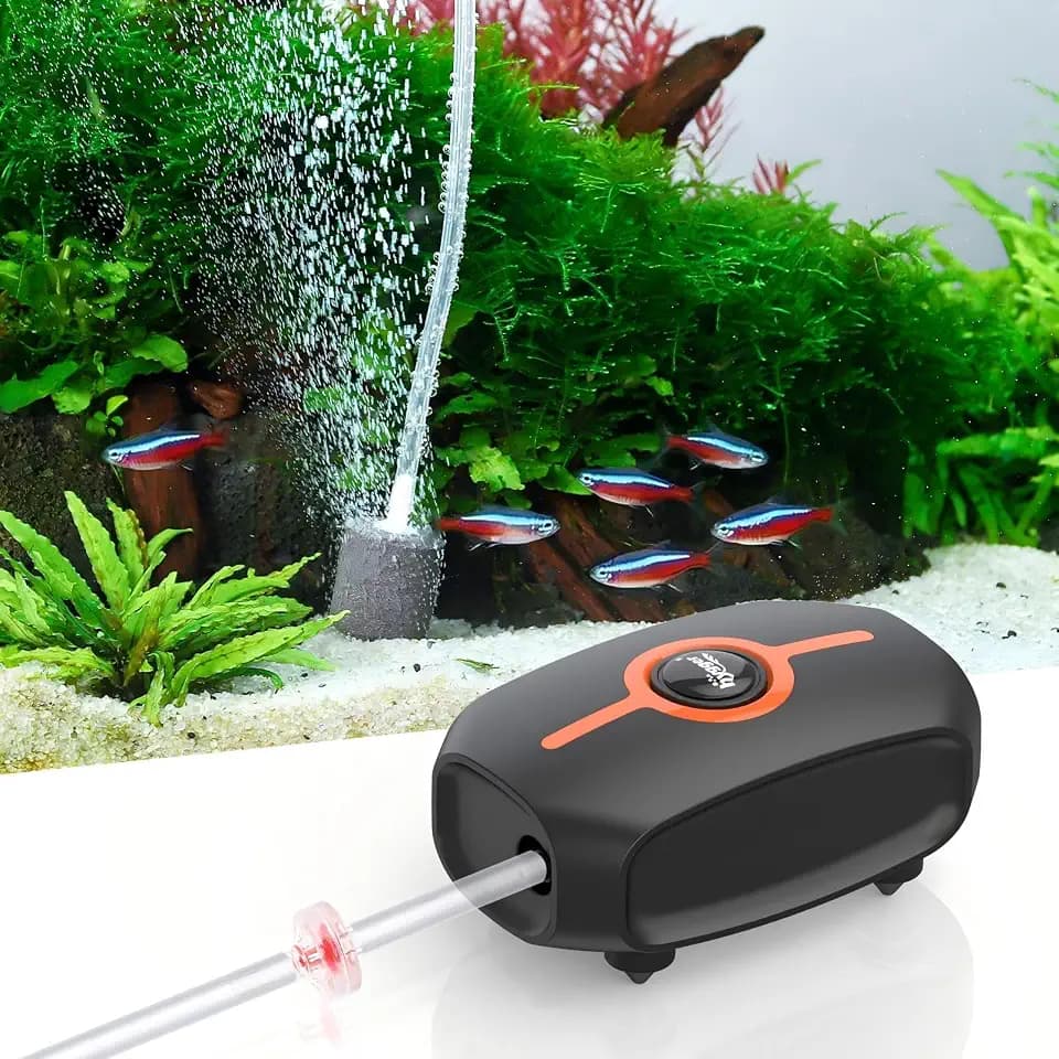 hygger Ultra Quiet Aquarium Air Pump, 2W Fish Tank Air Pump with Accessories, Powerful Oxygen Aerator Pump with Air Stone,Check Valve, Air Tube, Aquarium Bubbler for 1-20 Gallon Fish Tank, Hydroponic