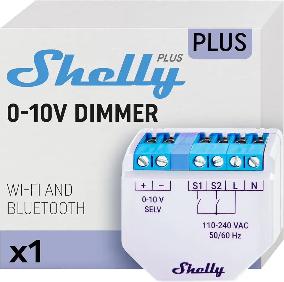 Shelly Plus 0-10V Dimmer | Wi-Fi & Bluetooth Smart Dimmschalter Controller | Lichtsteuerung | iOS Android App | Kein Hub erforderlich | Kompatibel mit Alexa und Google Home | Smart Scenes