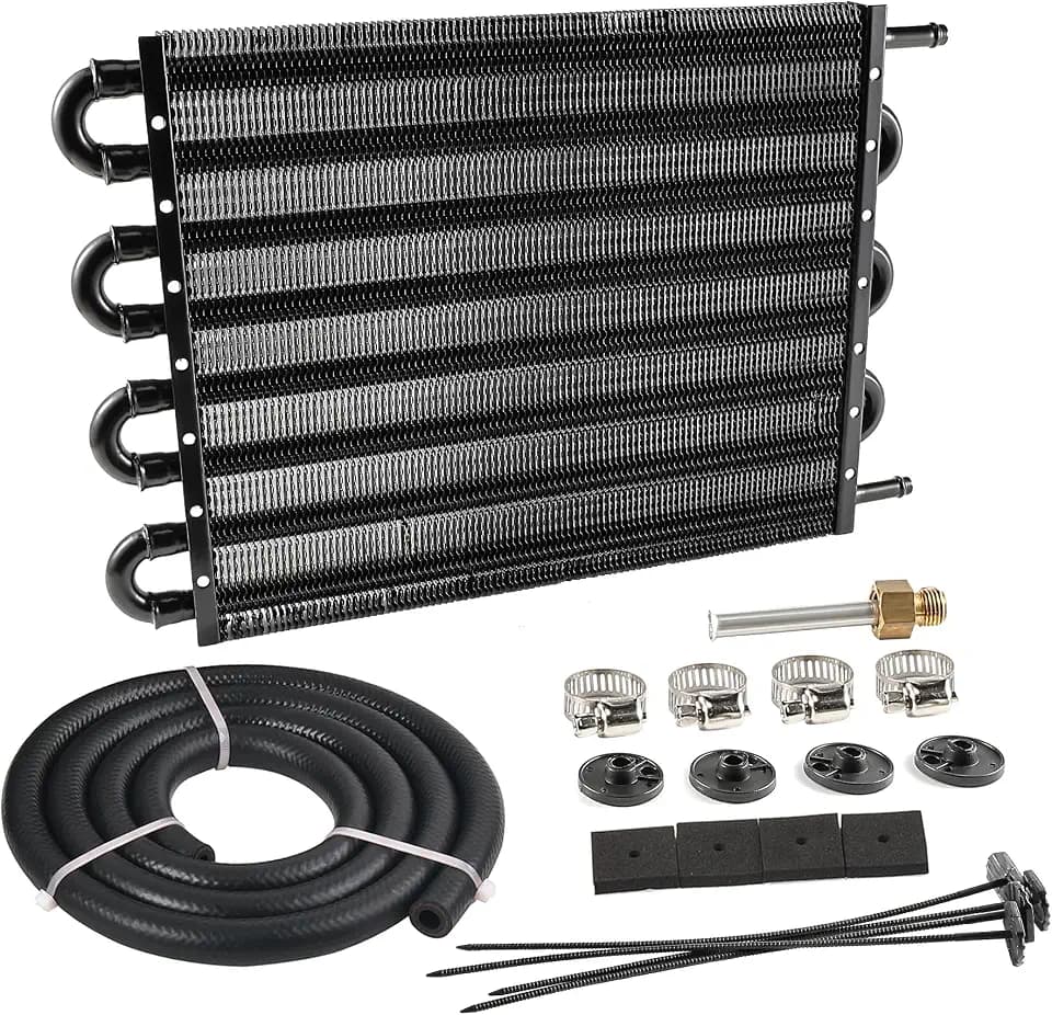 EVIL ENERGY 5/16 in Transmission Oil Cooler Kit, 8 Pass, Black