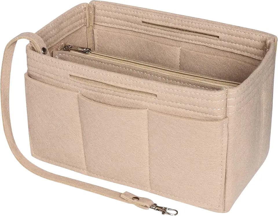 Filz 2in1 Handtasche Organizer - Tote Insert Bag Liner Purse Pouch (Beige, X-Large)