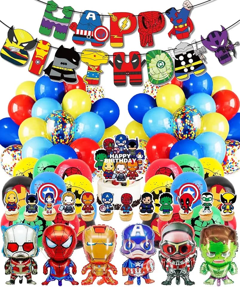 Birthday Decoration, Birthday Party Supplies, birthday Banner, Balloons,Toppers Cake Toppers,6 Pcs Large Foil Balloons for Kid's boy Girls