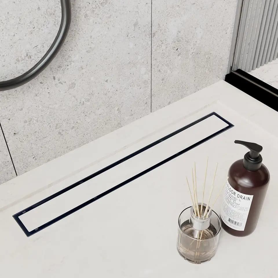 24 Inch Linear Shower Drain Black Floor Drain with Removable SUS304 Stainless Steel CUPC Certificate and 2-in-1 Tile Insert Grate Cover